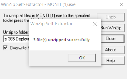 Thereafter, click on the unzip, and all the MONTI documents will extract in the selected folder. 