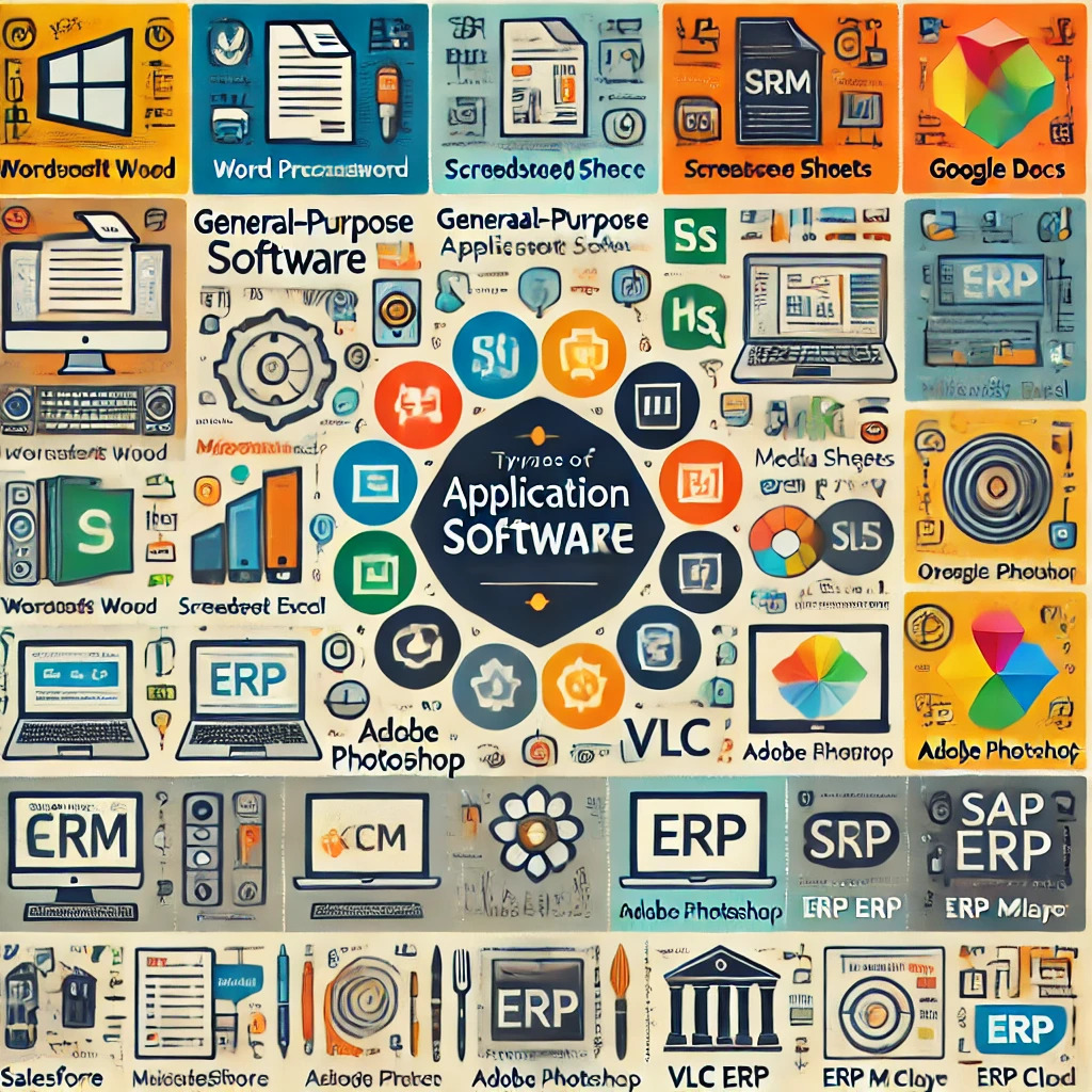 Infographic showcasing different types of application software